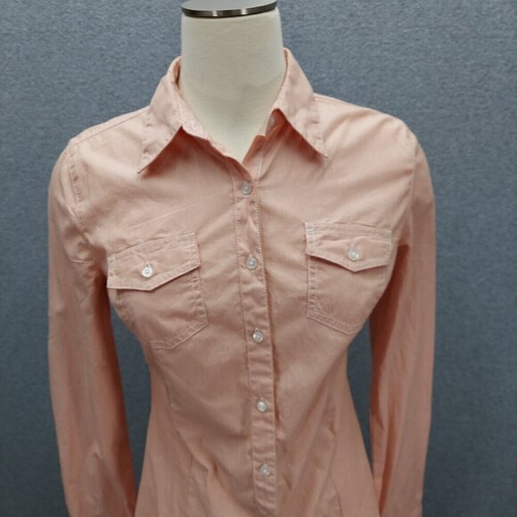 Cutter & Buck NWT Women's Orange striped S Long Sleeve Button Down - Picture 3 of 11